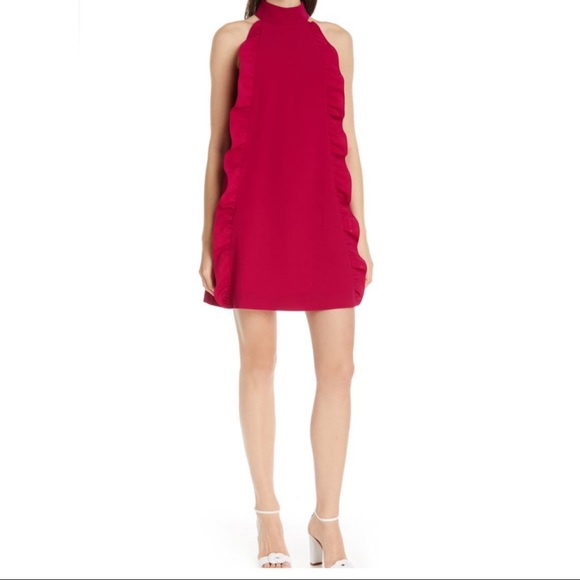 Ted Baker London Torriya Ruffled Sleeveless Halter Tunic Dress In Deep Pink NWT - Picture 4 of 12